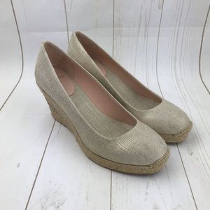 J. Crew Sparkly Gold Wedges Size 8.5